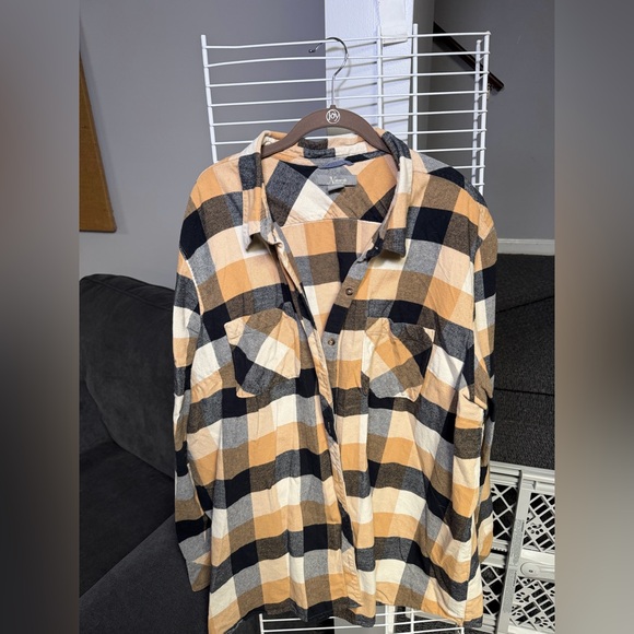 Natural Reflections Tops - Natural Reflections Plaid Shirt in Black, White, and Tan